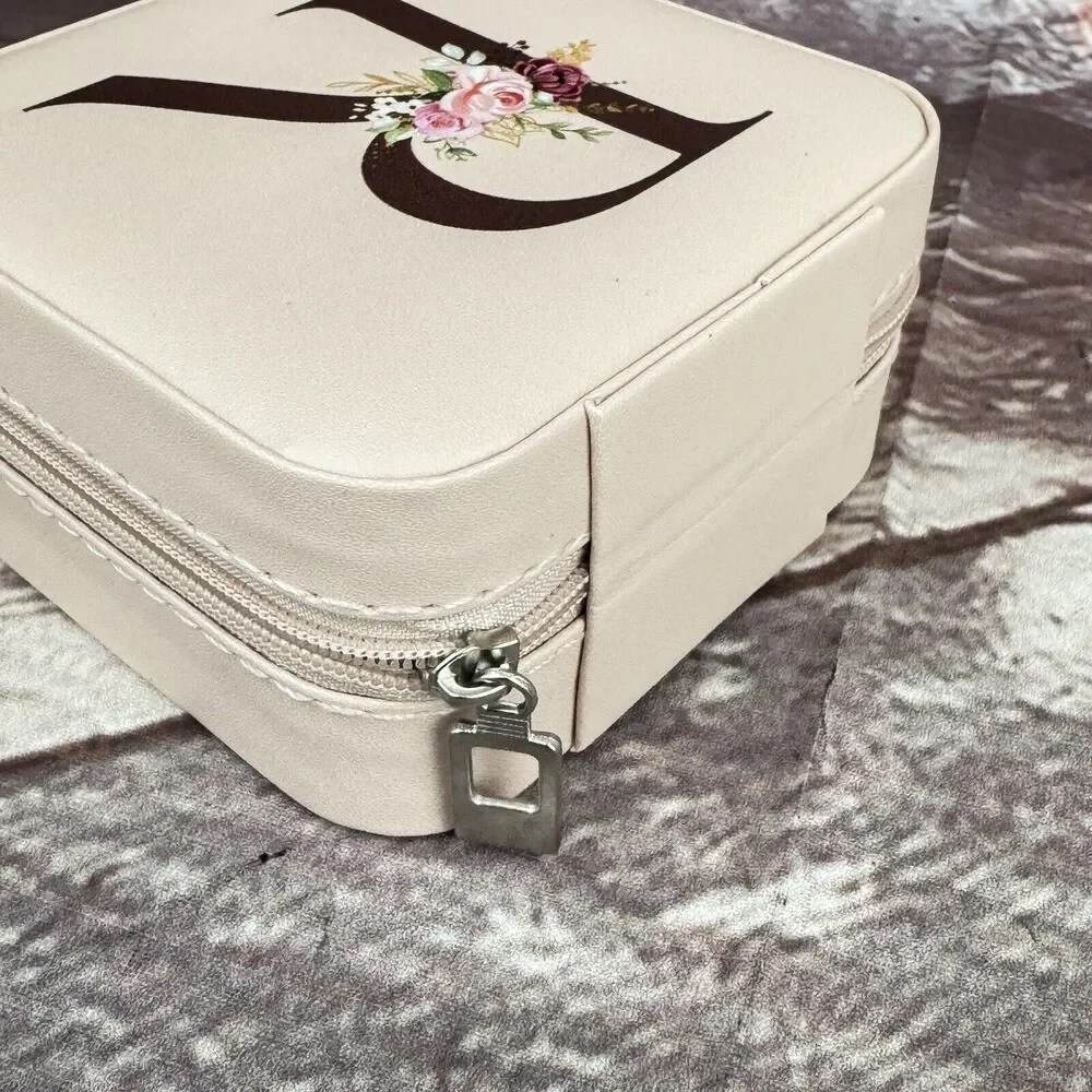 Christmas Gifts for Mom Initial Travel Jewelry Case Jewelry Box Jewelry Organize